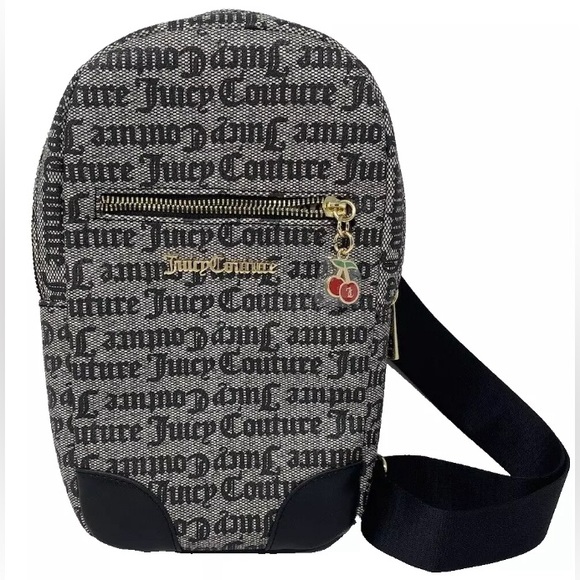 Juicy Couture designer Handbags - Juicy Couture Status Black Beige Juicy Fruit Sling Backpack Cherry Zipper